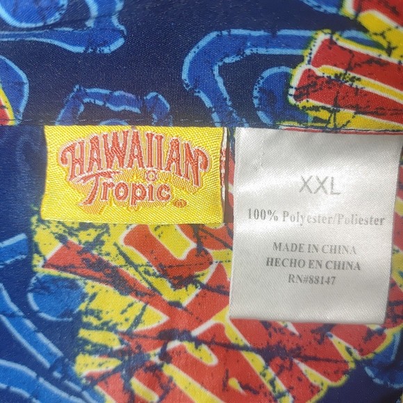 Hawaiian Tropic Short Sleeve Button Up Shirt Men's XXL 2XL Vacation Floral - Picture 3 of 5